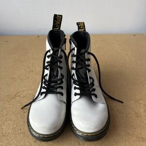 Dr. Martens Boots Youth Size 1 White 8-Eye Lace Up Side Zip Combat Ankle AirWair